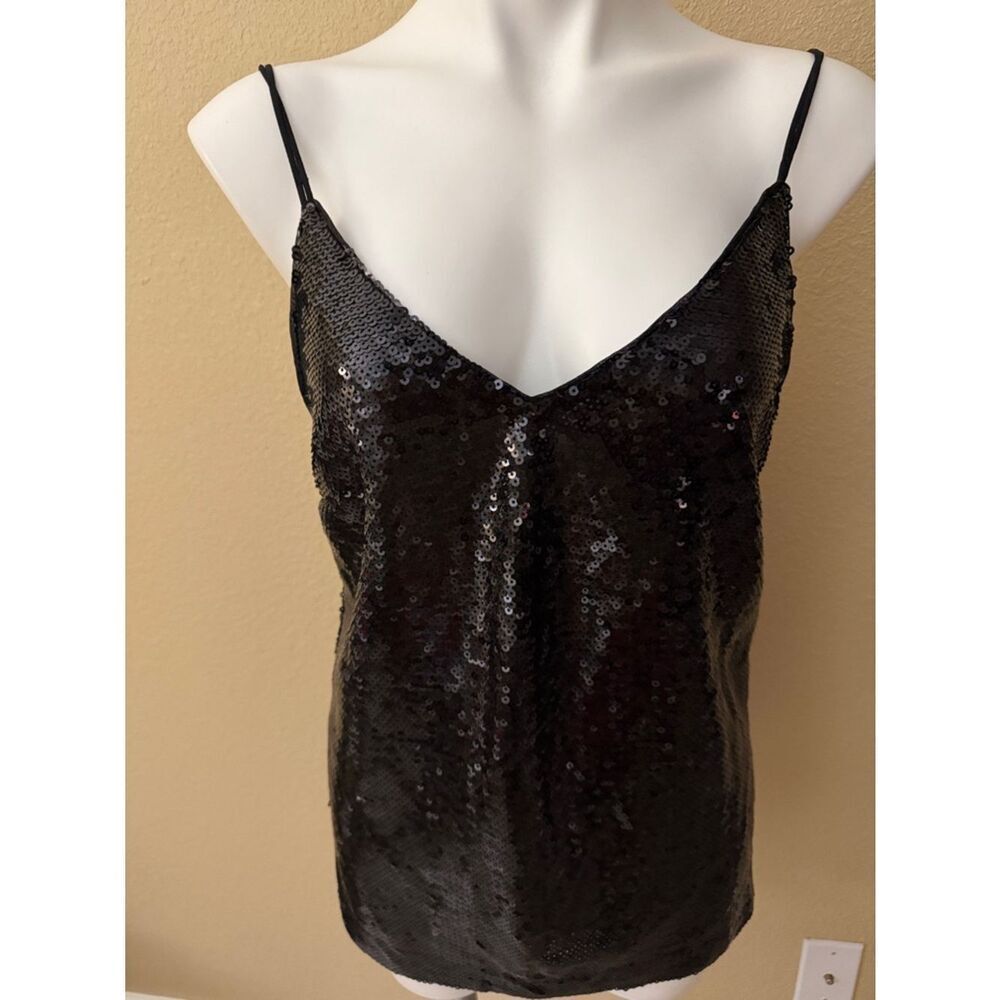 H&M Black Sequin Spaghetti Strap Camisole